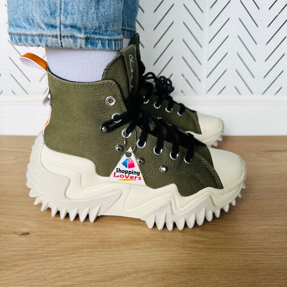 Converse Women Shoes Run Star Motion Hi Sz 7 Olive Green Chunky Sneakers A04171C - Picture 3 of 15